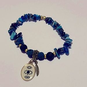 ➡️BOGO!!⬅️ Blue Apatite, Lava Stone, Triple Eye Amulet & Feather Charm Bracelet